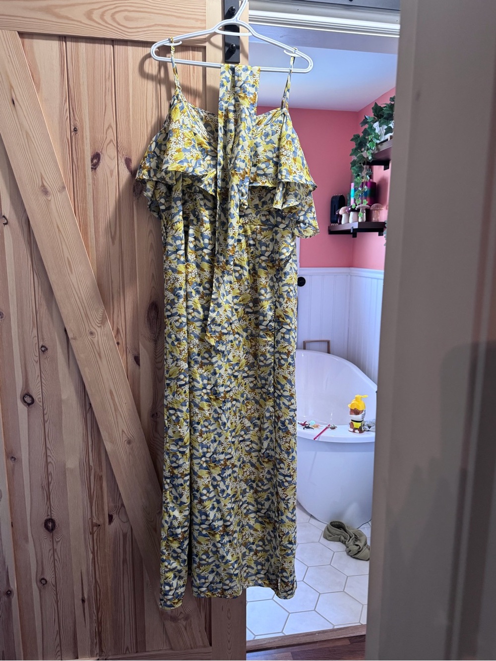 Yellow Floral Ruffle Maxi Dress - Women's Summer Dress